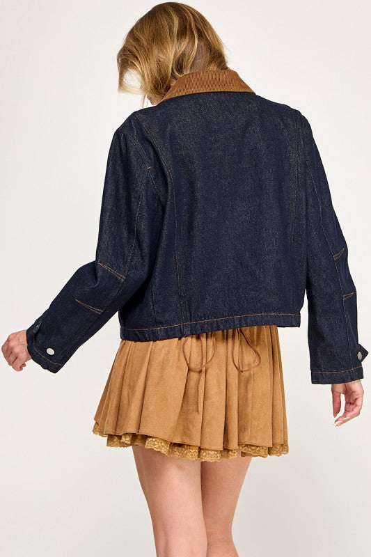 Corduroy collar Denim Jacket