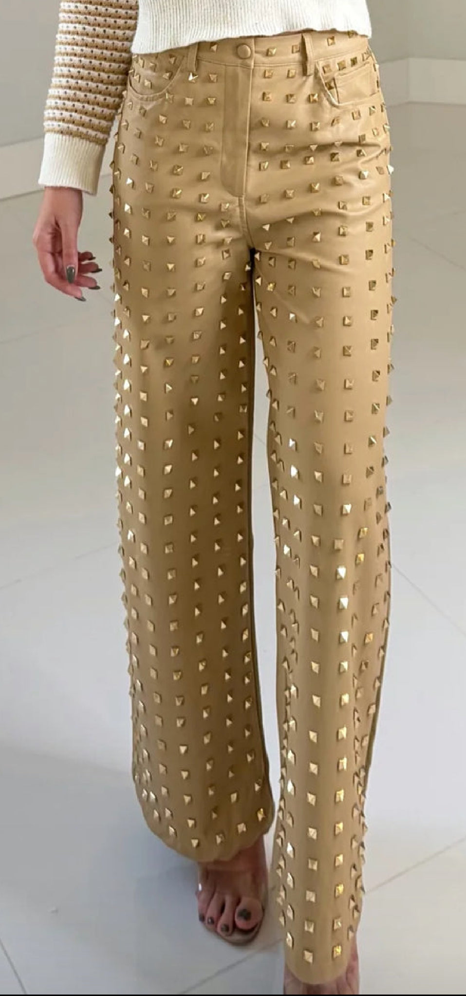 Gold leather pants