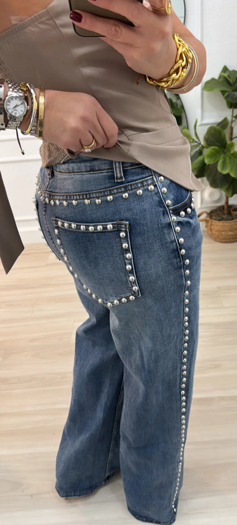 silver pearls jeans