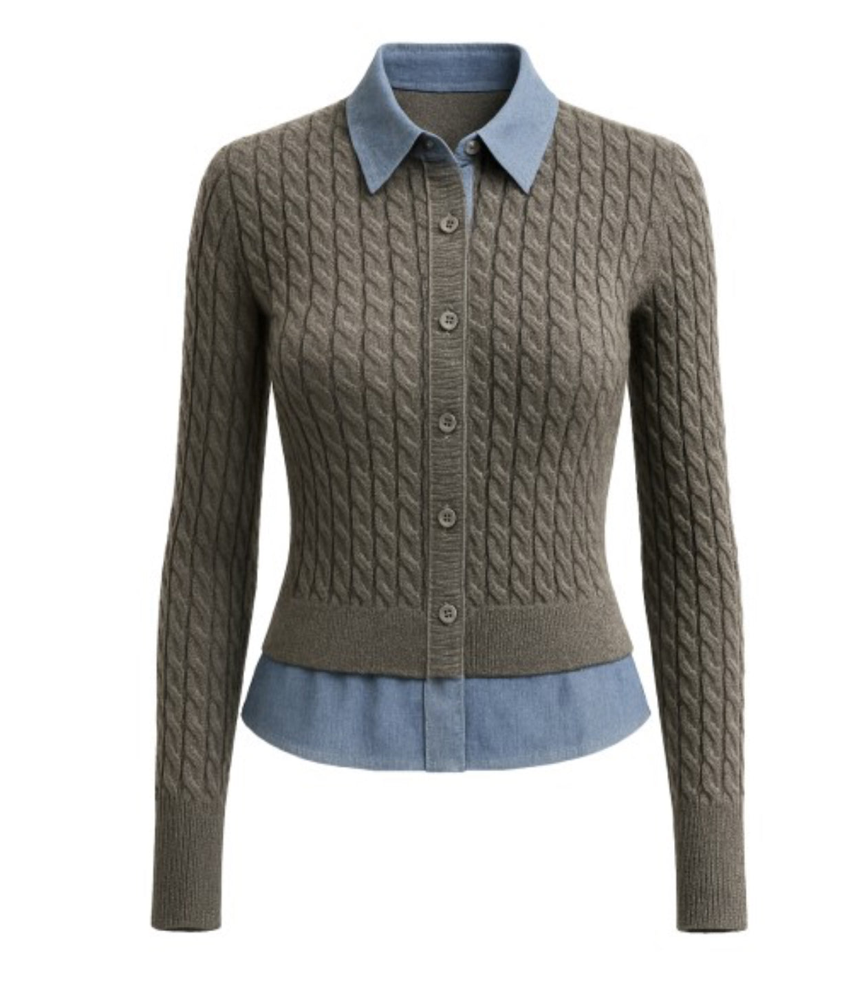 Grey and denim sweater