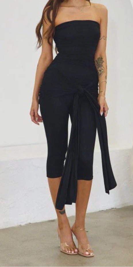 STRAPLESS CAPRI ROMPER W/ WRAP NOT TIE