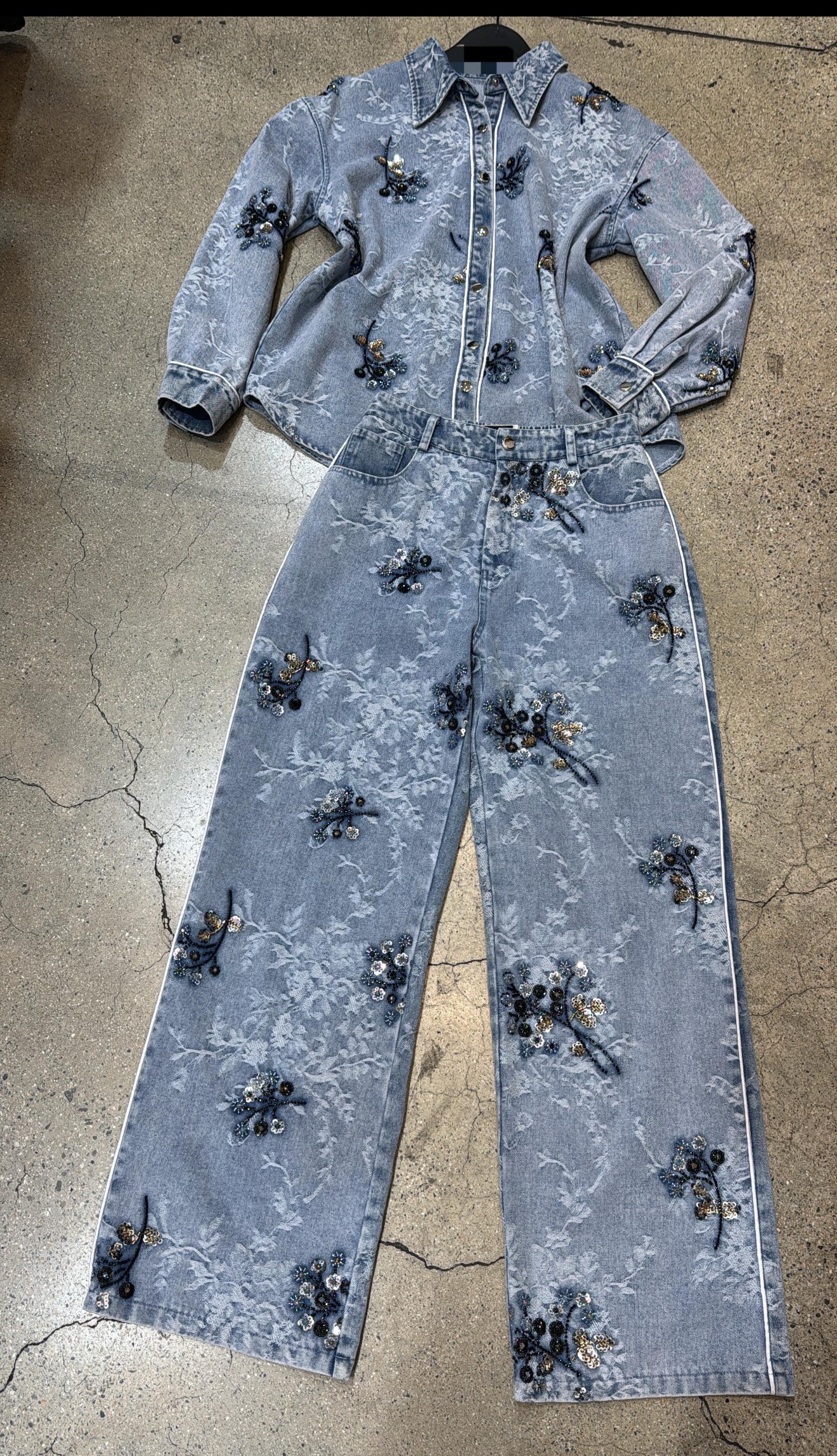 Shine Flower Denim set