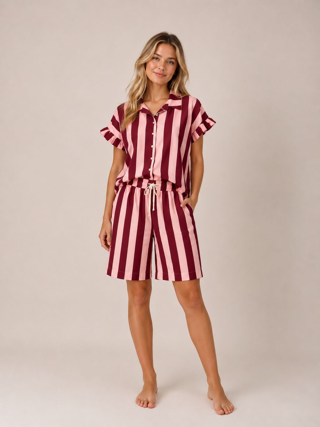 AMELIA STRIPE LINO SET