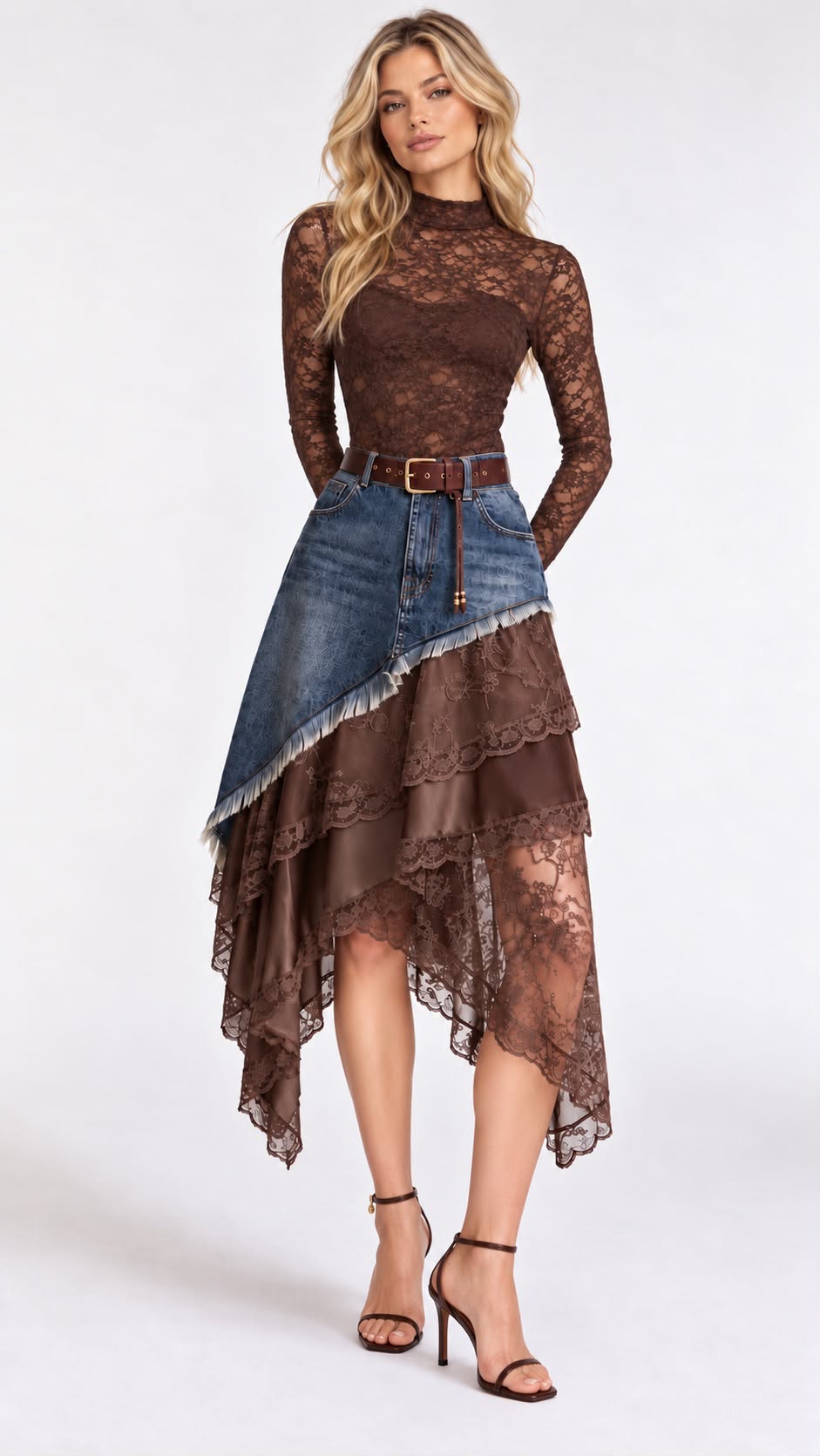 BROKLYN LACE DENIM SKIRT pre order 1 semana