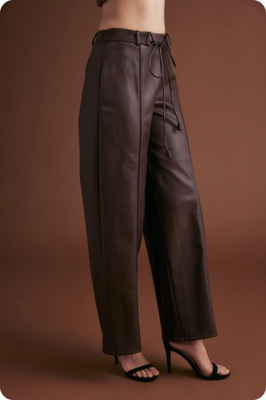 Leather monic pants
