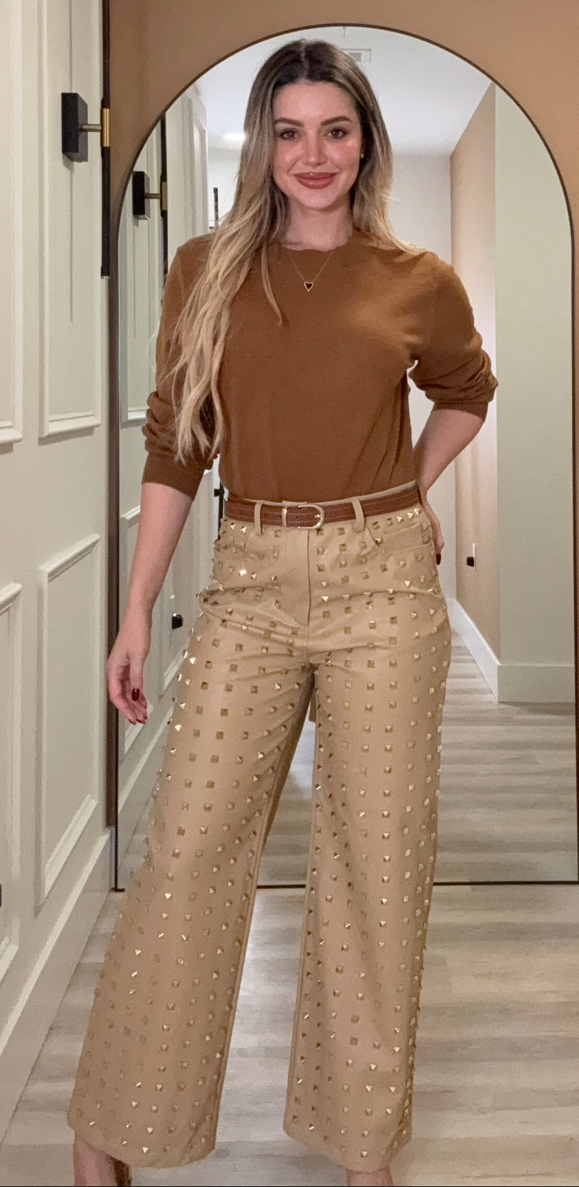 Gold leather pants