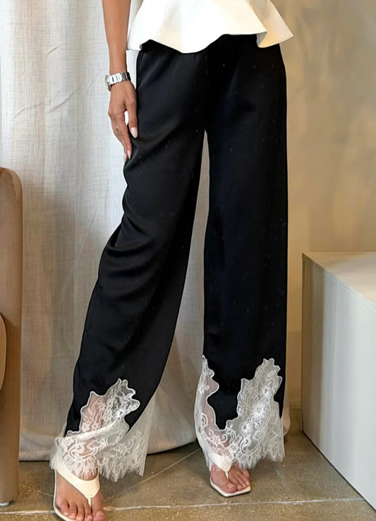 Lace satin pants