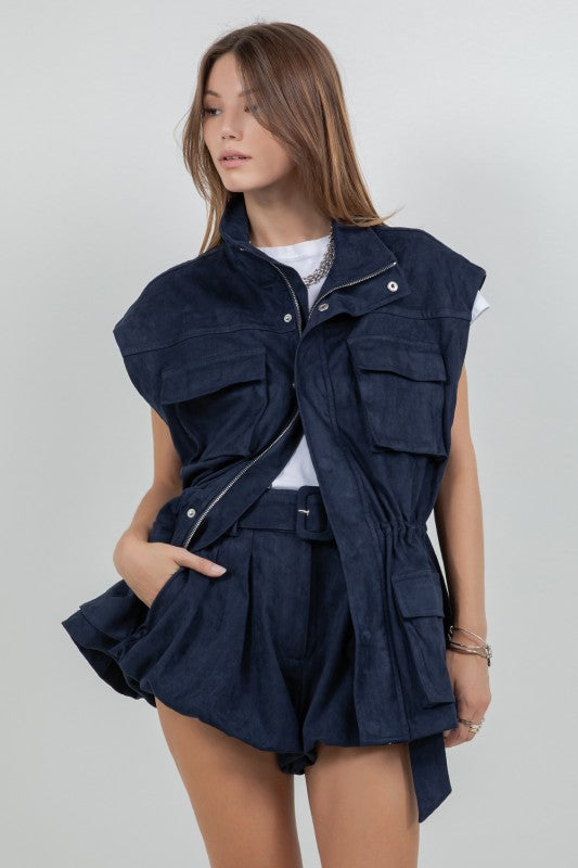 Suede Navy blue Pao set