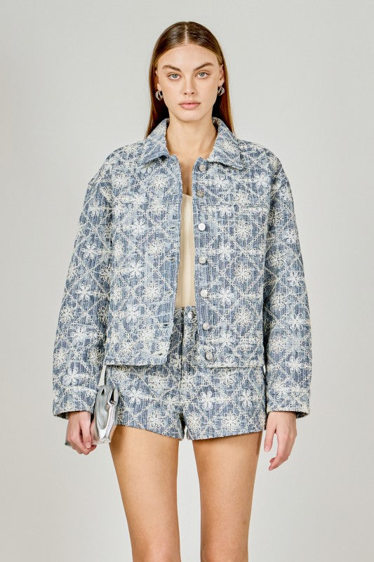 Embroidered denim Set