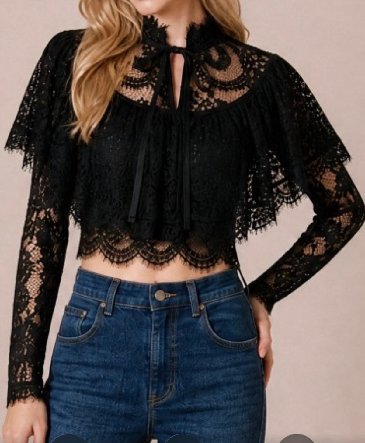 Layered Lace Cape Crop Top Pre Order 9 noviembre