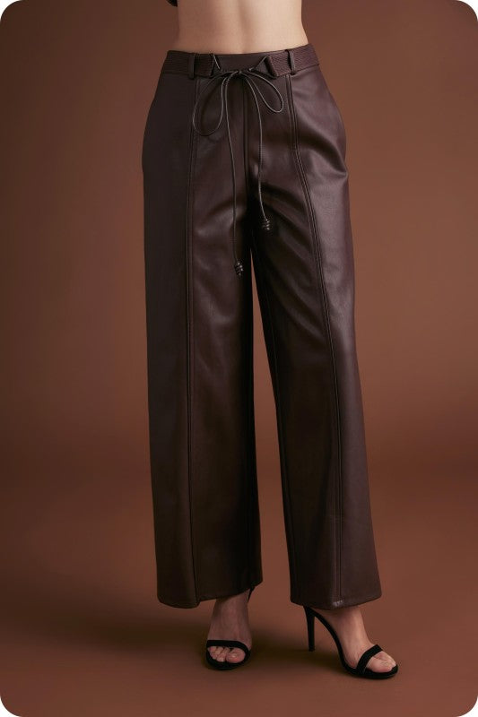 Leather monic pants