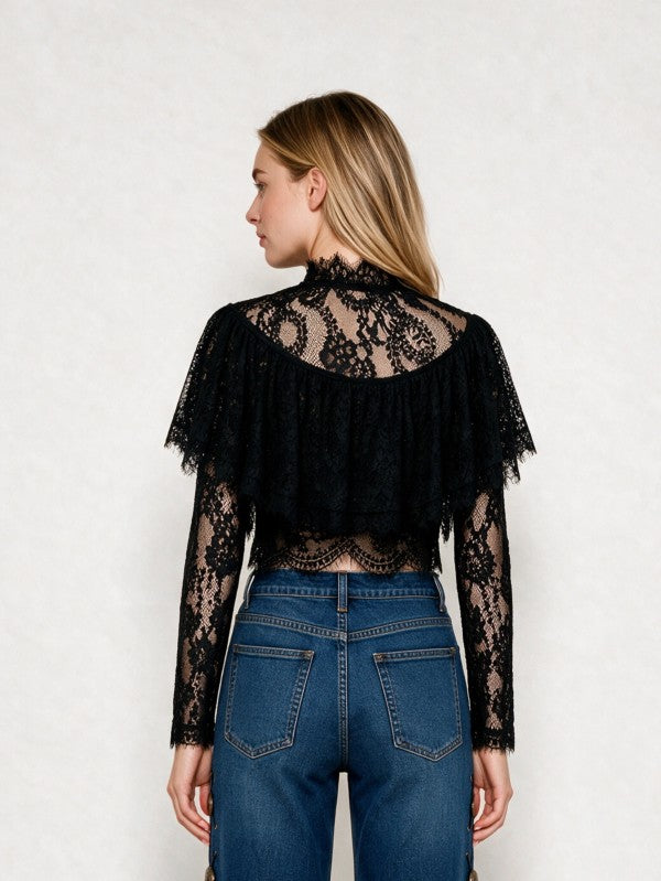 Layered Lace Cape Crop Top Pre Order 9 noviembre