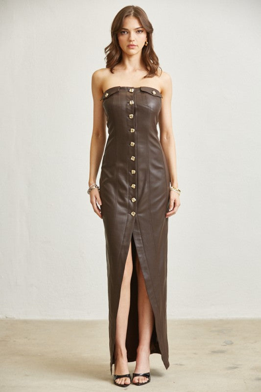 Brown leather dress