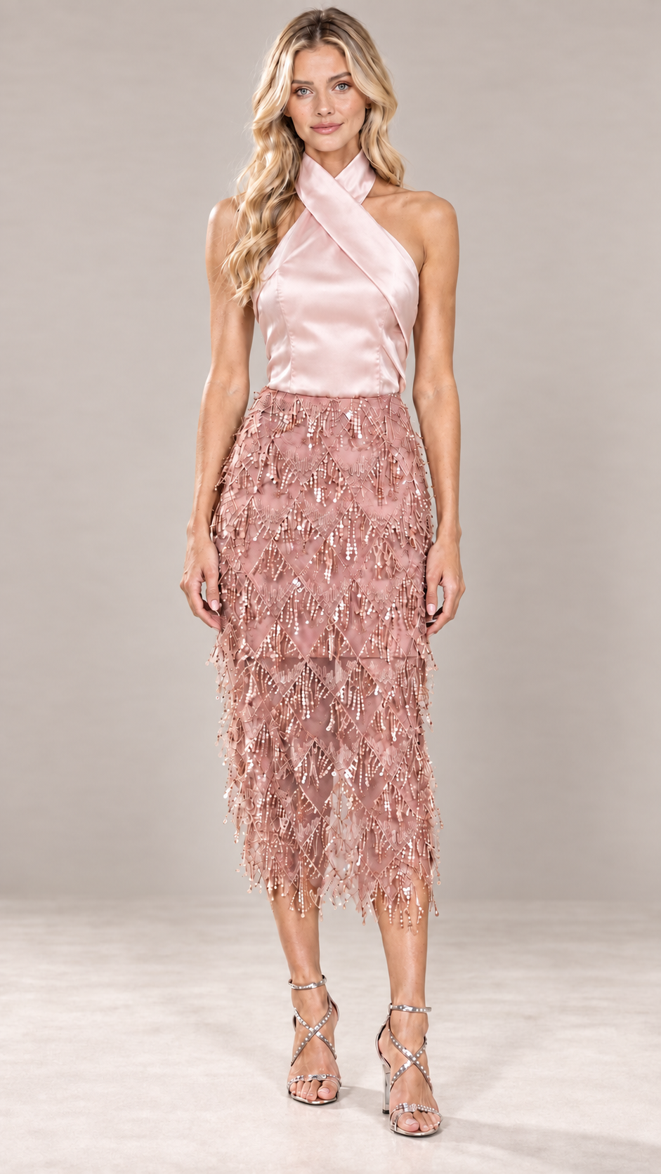 pink fringe skirt
