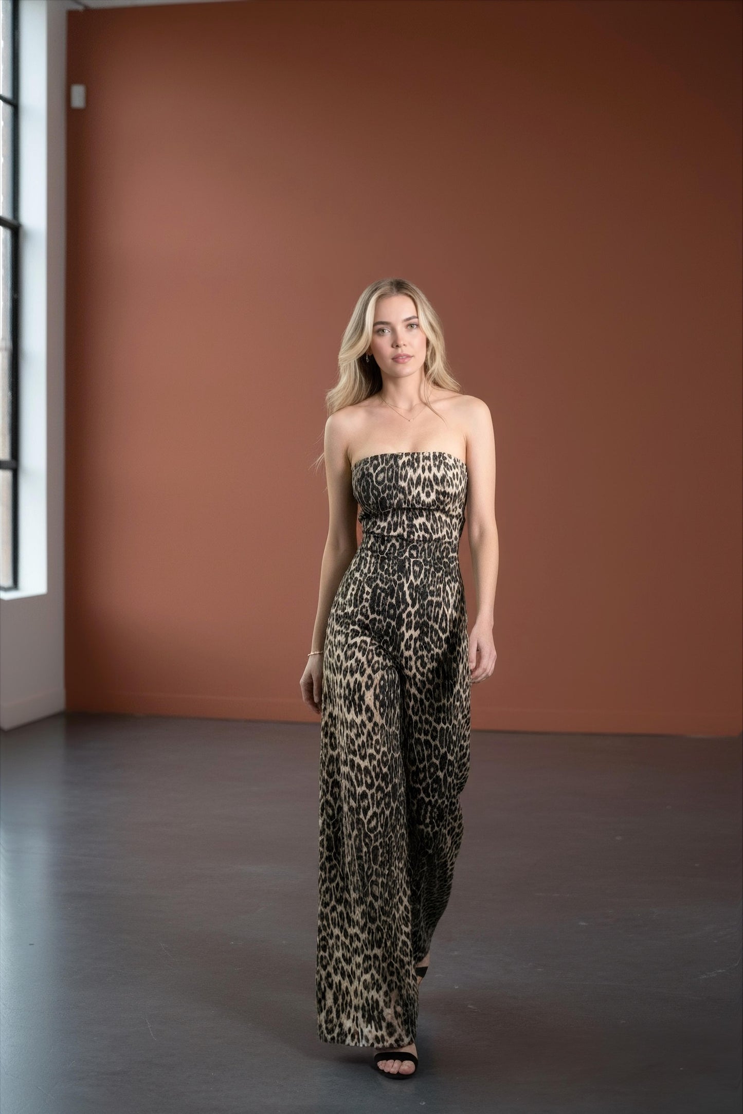 Animal Print denim Jumpsuit
