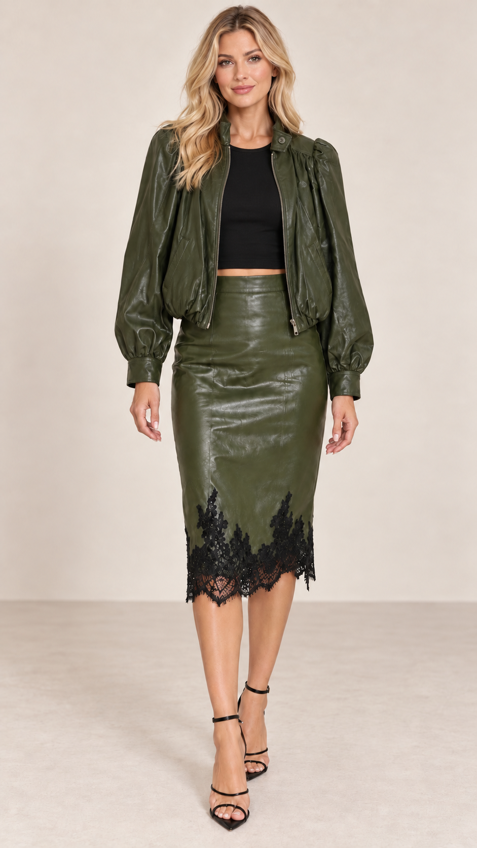 Leather Olive Skirt