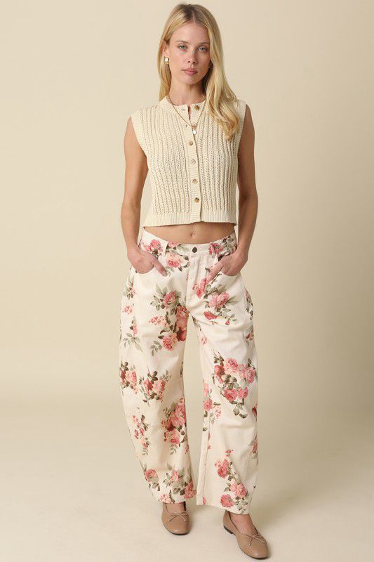 Floral Barrel Pants
