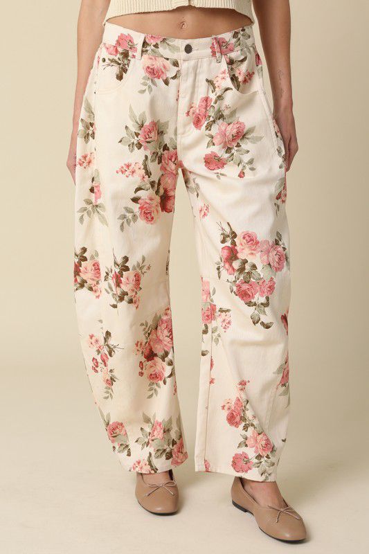 Floral Barrel Pants