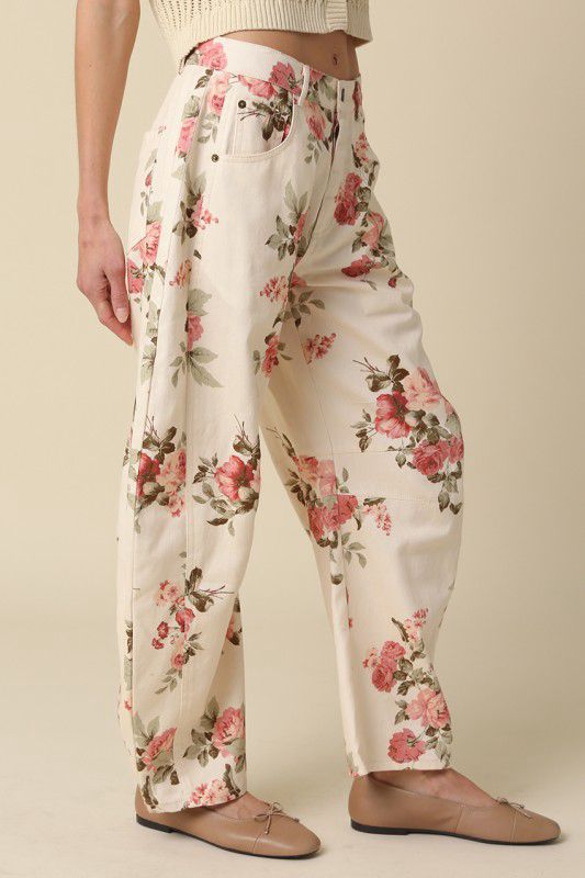 Floral Barrel Pants