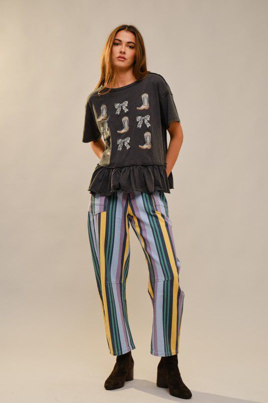 LOREN Barrel striped Jeans