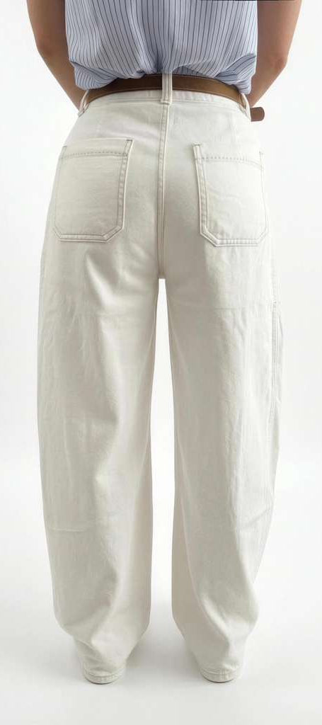 WHITE BARREL PANTS