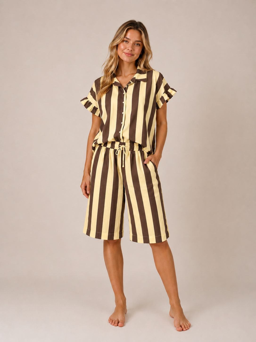 AMELIA STRIPE LINO SET