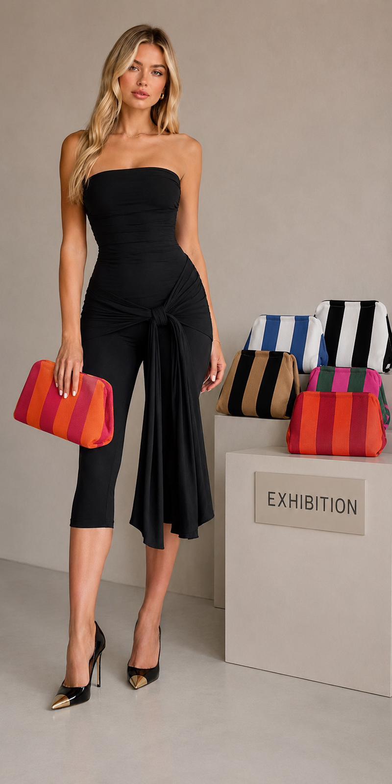STRIPE CLASH CLUTCH BAG