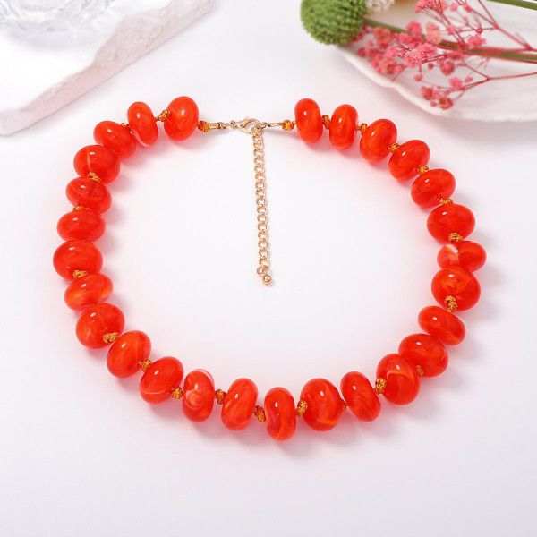MULTICOLOR LAYERED RESIN BEADED NECKLACE