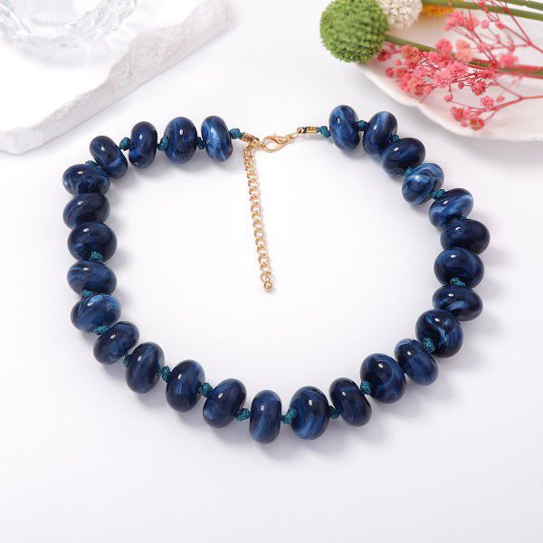 MULTICOLOR LAYERED RESIN BEADED NECKLACE