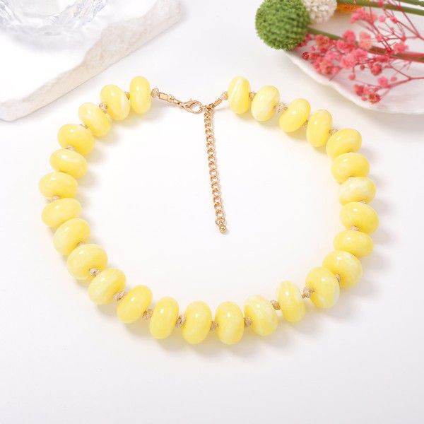 MULTICOLOR LAYERED RESIN BEADED NECKLACE