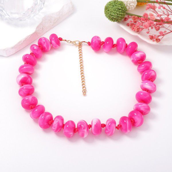 MULTICOLOR LAYERED RESIN BEADED NECKLACE