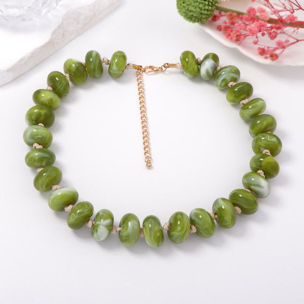 MULTICOLOR LAYERED RESIN BEADED NECKLACE