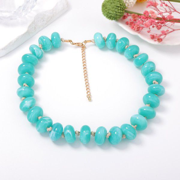 MULTICOLOR LAYERED RESIN BEADED NECKLACE