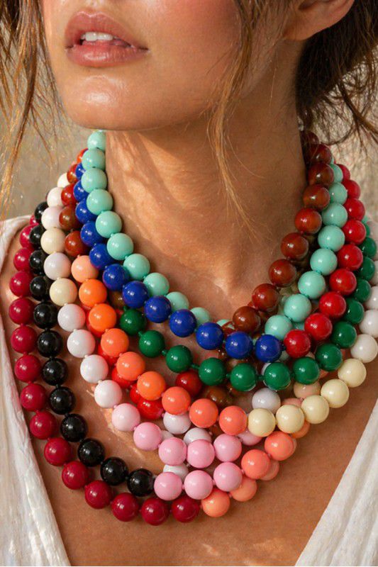 BOHO ROUND BEAD KNOTTED NECKLACE