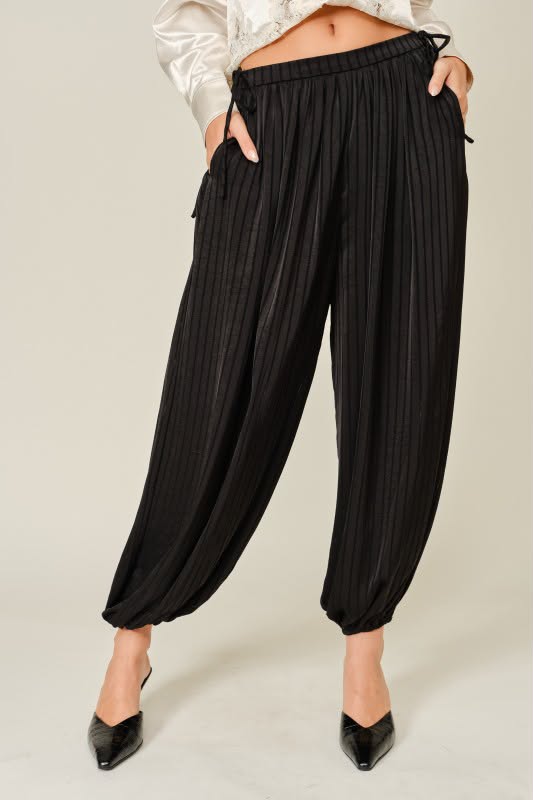 Satin striped Balloon Bubble Pants