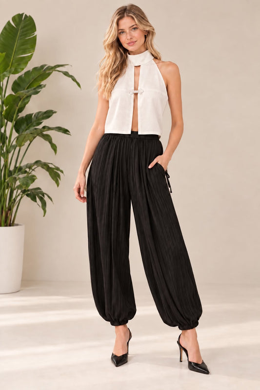 Satin striped Balloon Bubble Pants