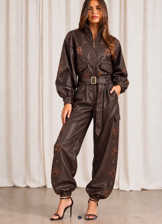 MIRNA BROWN LEATHER SET