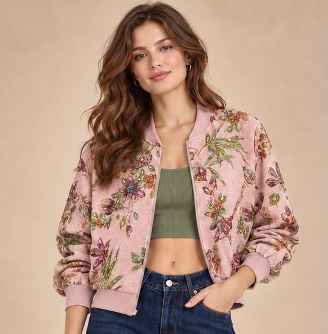 The Embellished Floral Bomber Jacket