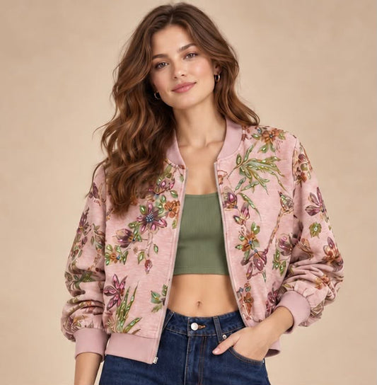 The Embellished Floral Bomber Jacket