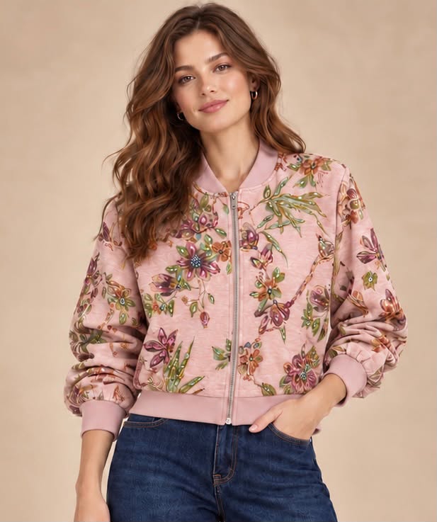 The Embellished Floral Bomber Jacket