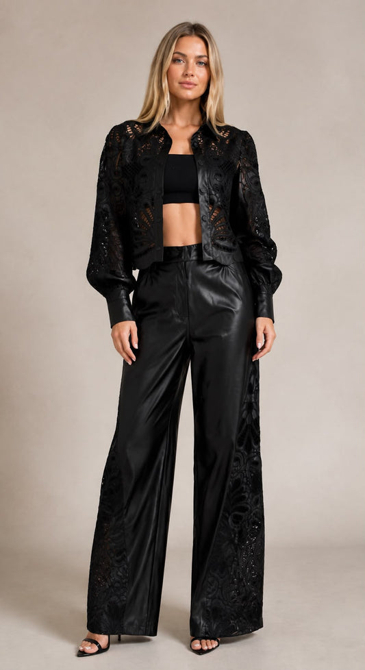 Leather black set